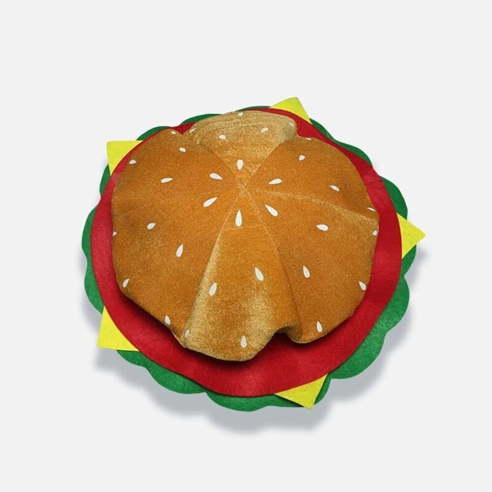 3500 Hamburger Hat Funny Burger Costume Cap Cheeseburger Headgear Velour